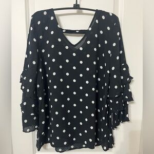 Black and White Polka Dot Women's Top